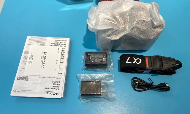 Picture of the items included inside the sony alpha a7iii box